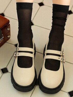 Primark Mary Jane Ivory Platform Shoes Size 6 (Fits Women 8)